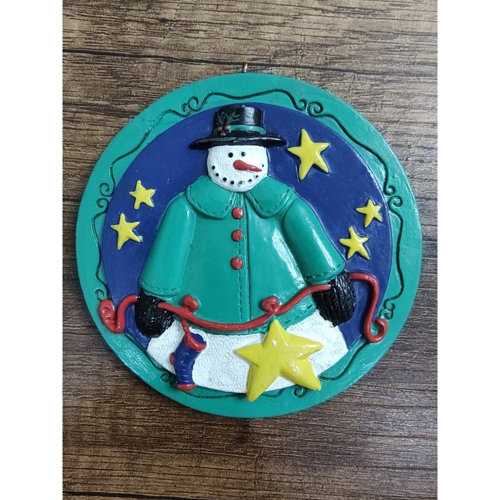Vintage Round Multi 3.5" Snowman Christmas Ornament Figurine B4